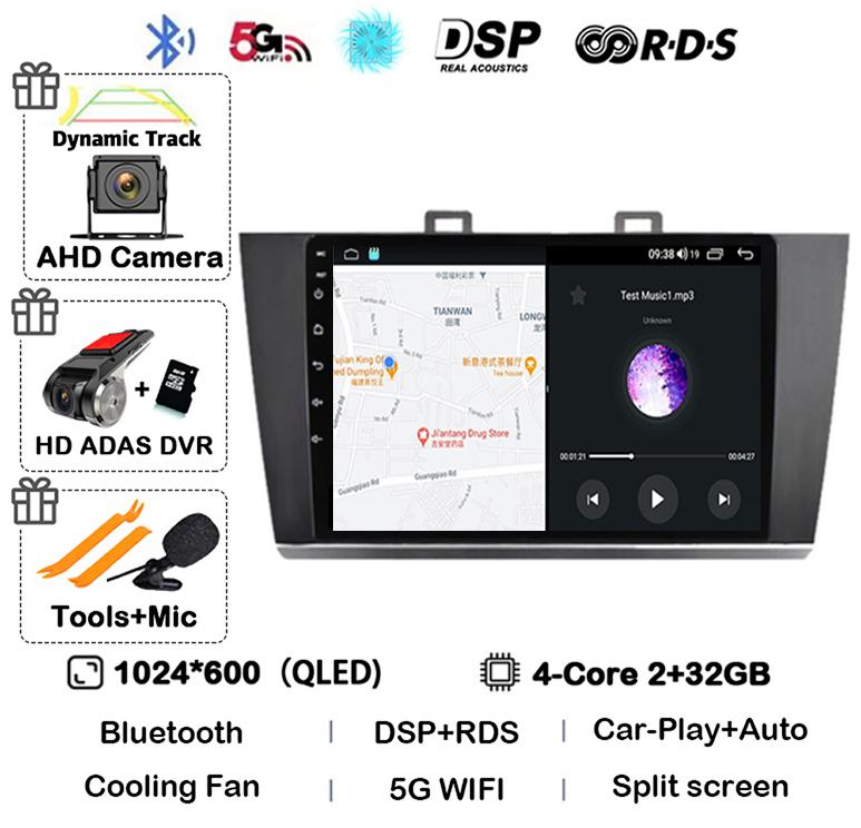 Android 14 Carplay Auto Car Radio For Subaru Outback Legacy 2014 2015 2016 2017 2018 Multimedia Player GPS 4G WIFI Stereo BT DSP