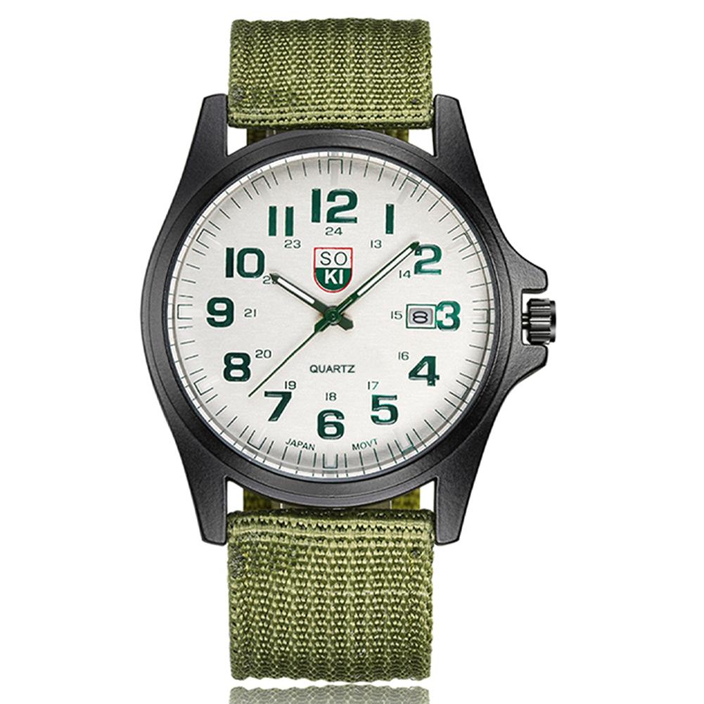 

Нейлоновый ремешок Военные мужские часы Армейские наручные часы Кварцевые мужские спортивные часы зелёный