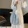Women Crochet Tote Candy Bag Fashion Knitted Large Capacity Woven Shoulder Bags Solid Color Simple Shopping Bag for Summer Beach