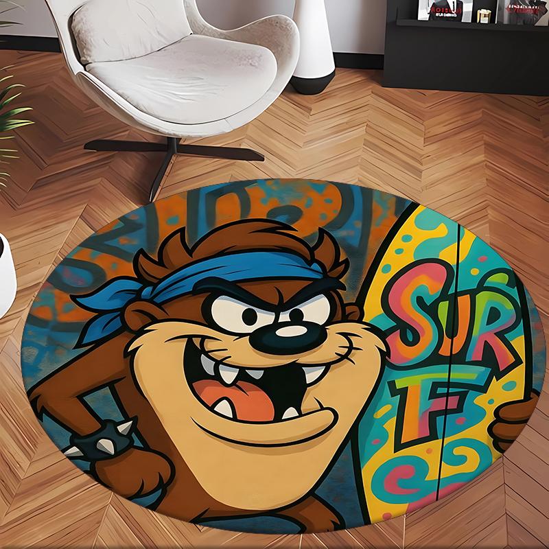 Taz (19) Round Office Rug Decorative Floor Rug for Office Bedroom Living Room and Home Space