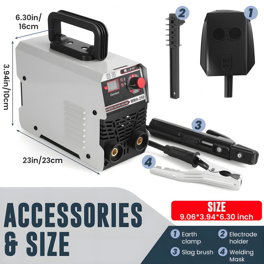MMA-250 Taşınabilir Elektrot Kaynak Makinesi, 220V Mini Elektrikli Kaynak Makinesi, Hot Start Ark Kuvvetli IGBT İnvertör Kaynak Makinesi