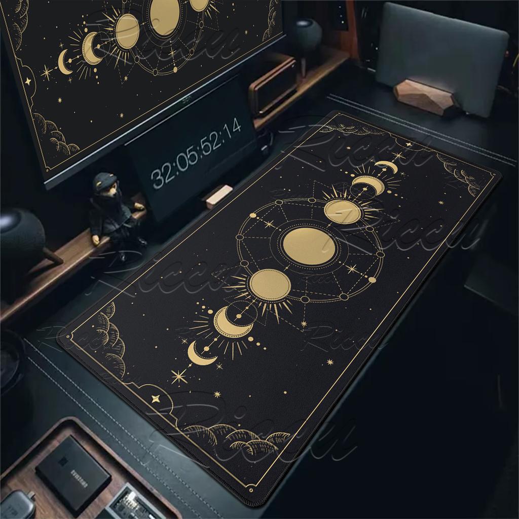 Large Moon Pattern Art Anime Mouse Pads Computer Laptop Office Rubber Anti-Slip Table Pads Locking Edge Rug Gaming Keyboard Mats