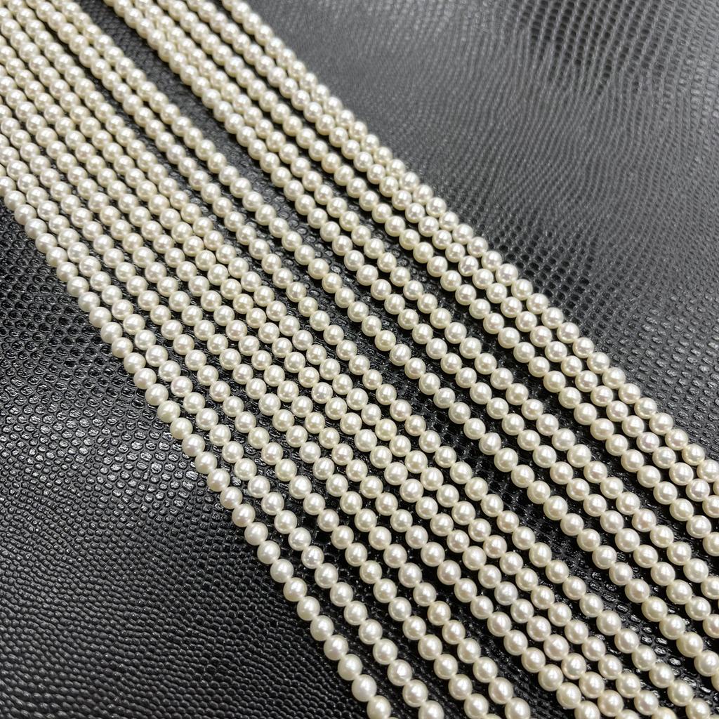 1 Strang, Weiße Natürliche Süßwasserperlen, 3,5-4,5 mm Handgefertigte Reiskornperlen zur Schmuckherstellung DIY Halskettenzubehör, Muttertagsbasteln 36 cm