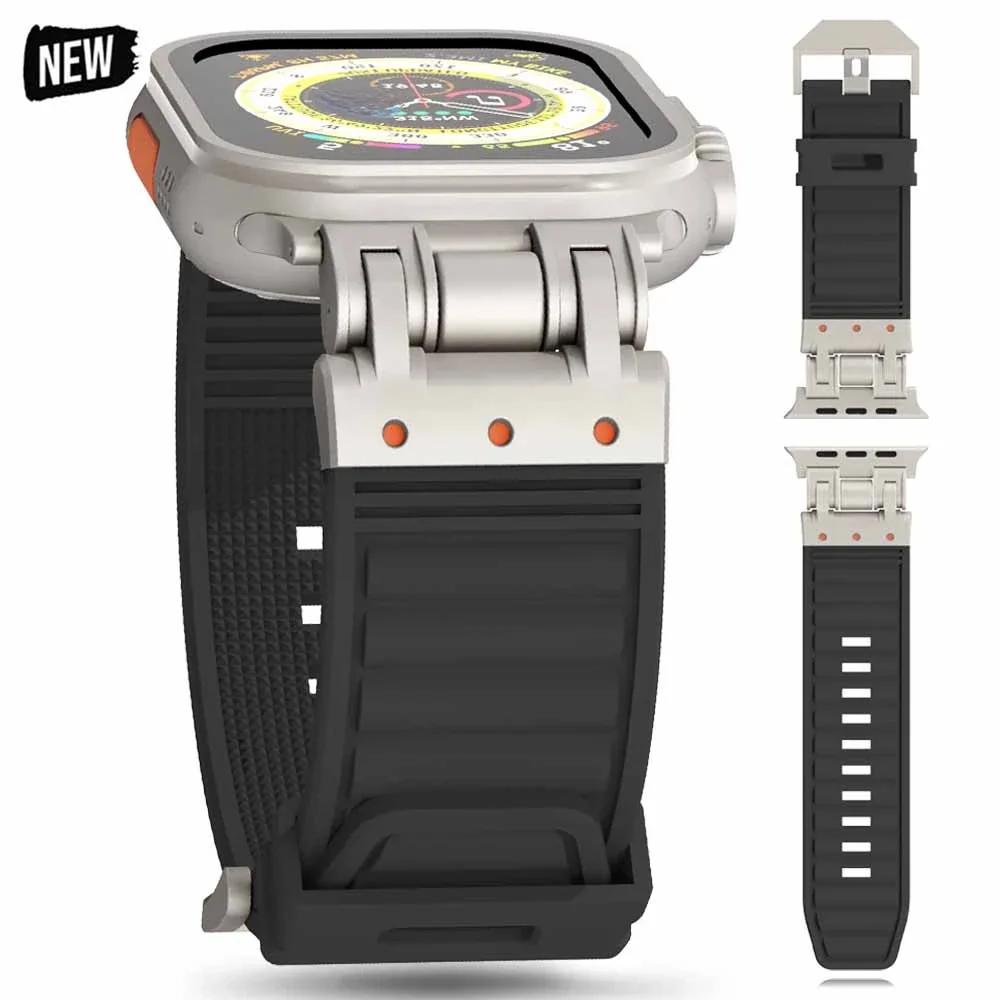 Correa Deportiva de Silicona Para Apple Watch Ultra 2 49mm 45mm 44mm 42mm Correa de Goma Suave Para iWatch Series 9 8 7 6 5 4 se Pulsera para Hombre