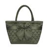 Naraya Ribbon Bag, Boat Shape, Small (Green Gray)