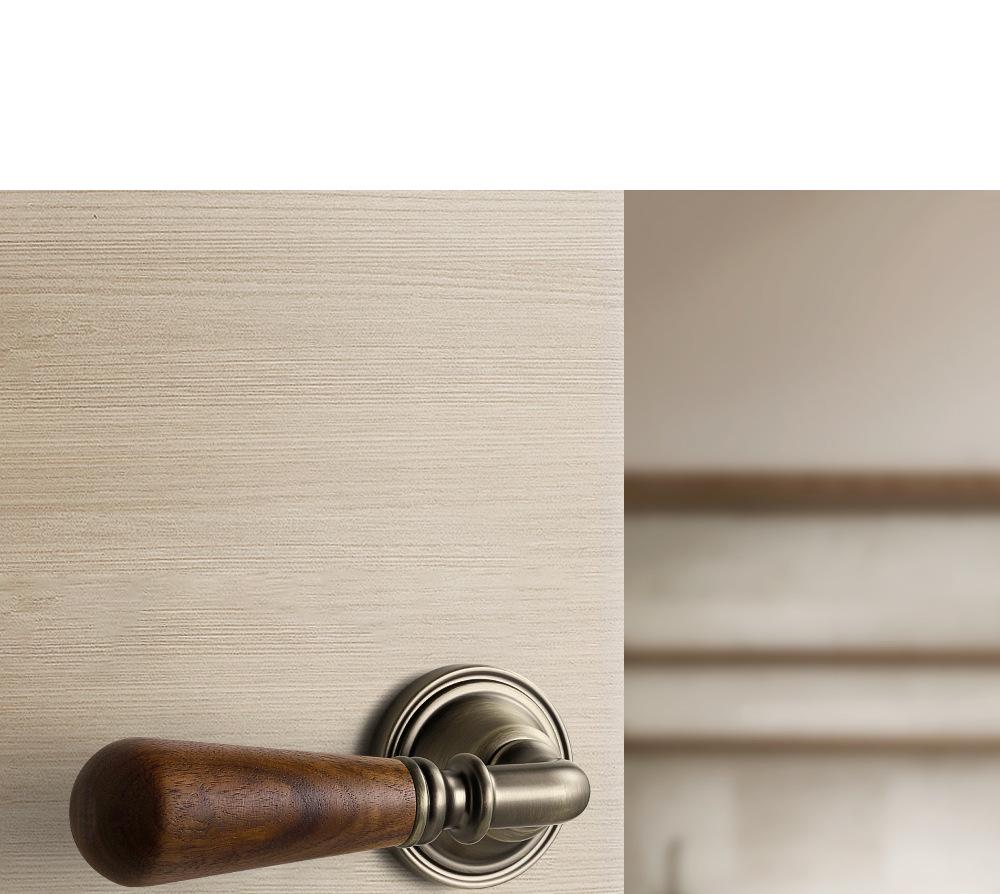 Vintage Style Magnetic Silent Door Lock with Black Walnut Wood Handle