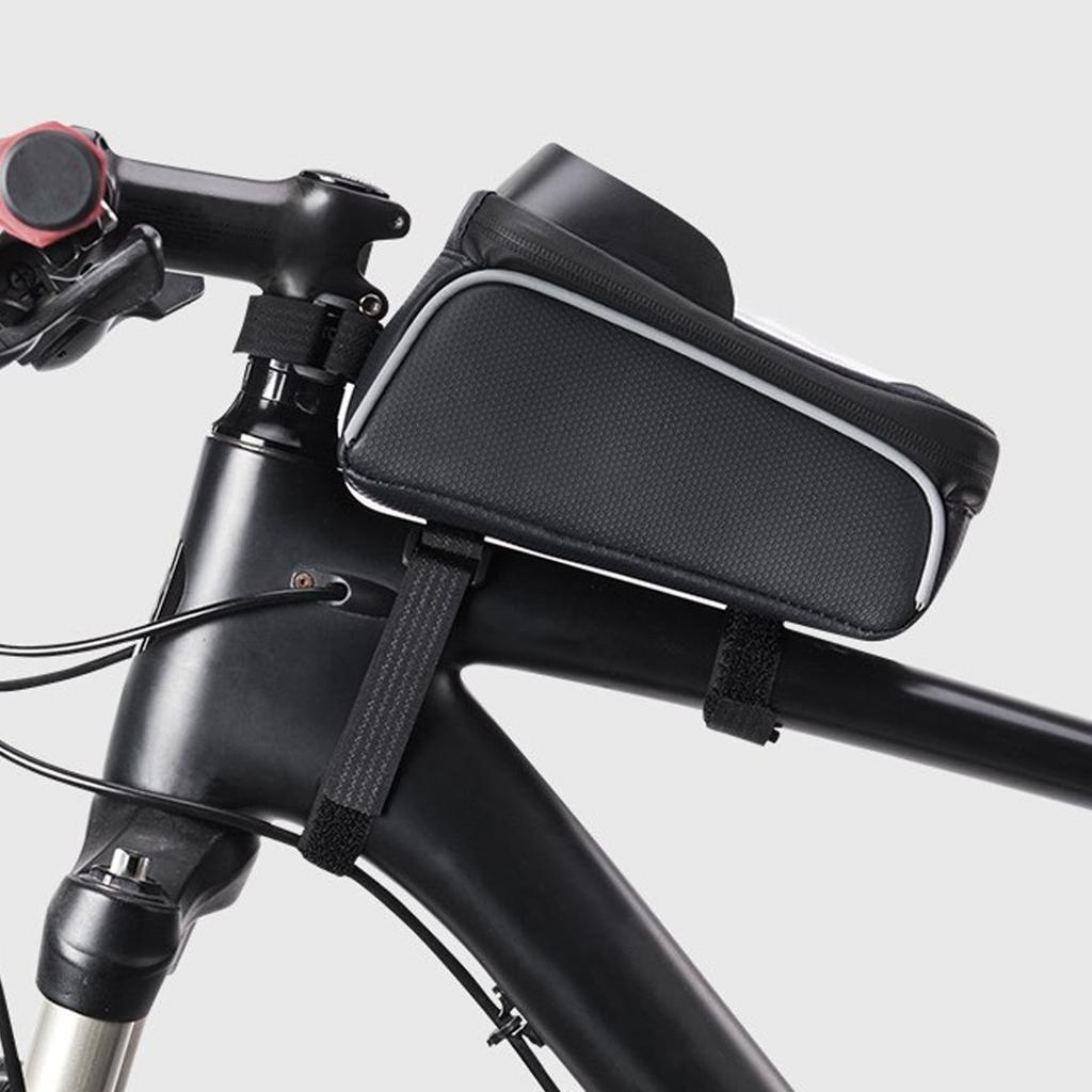 Bike Phone Front Frame Bag Spacious Sensitive Waterproof Reflective Strip Top Tube Cycling Phone Bag for Bicycle