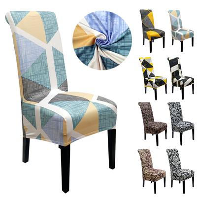 Xl Size Printed Chair Cover Geometric Style High Back Chair Covers For Dining Room Wedding Hotel Kitchen Home Stretch Seat Case