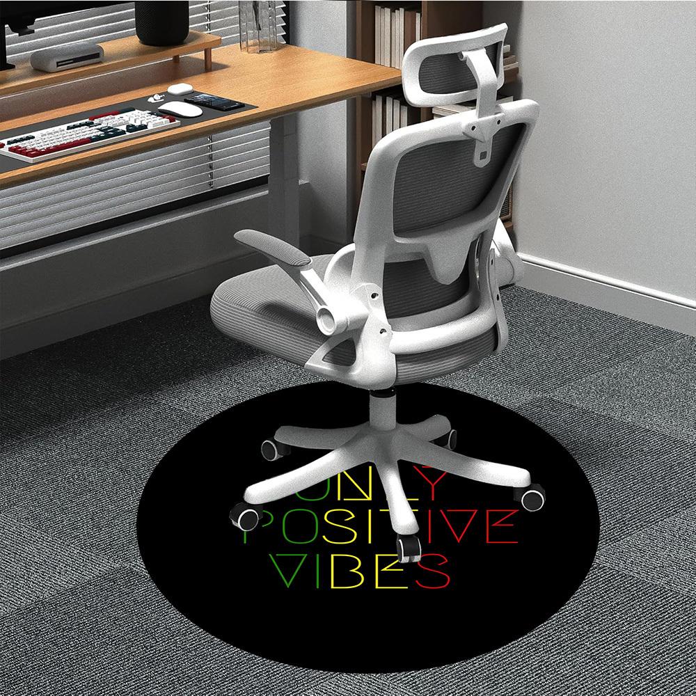 

1pc Positive Vibes Office Round Rug, Non-slip, Soft and Durable Office Rug for Interior Decoration, Perfect for Office, Beautiful Decoration yy2603240 80cm by 80cm