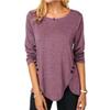 BITCED Women's Fashion Casual Solid Color Print Long Sleeve O-Neck Blouses & Shirts