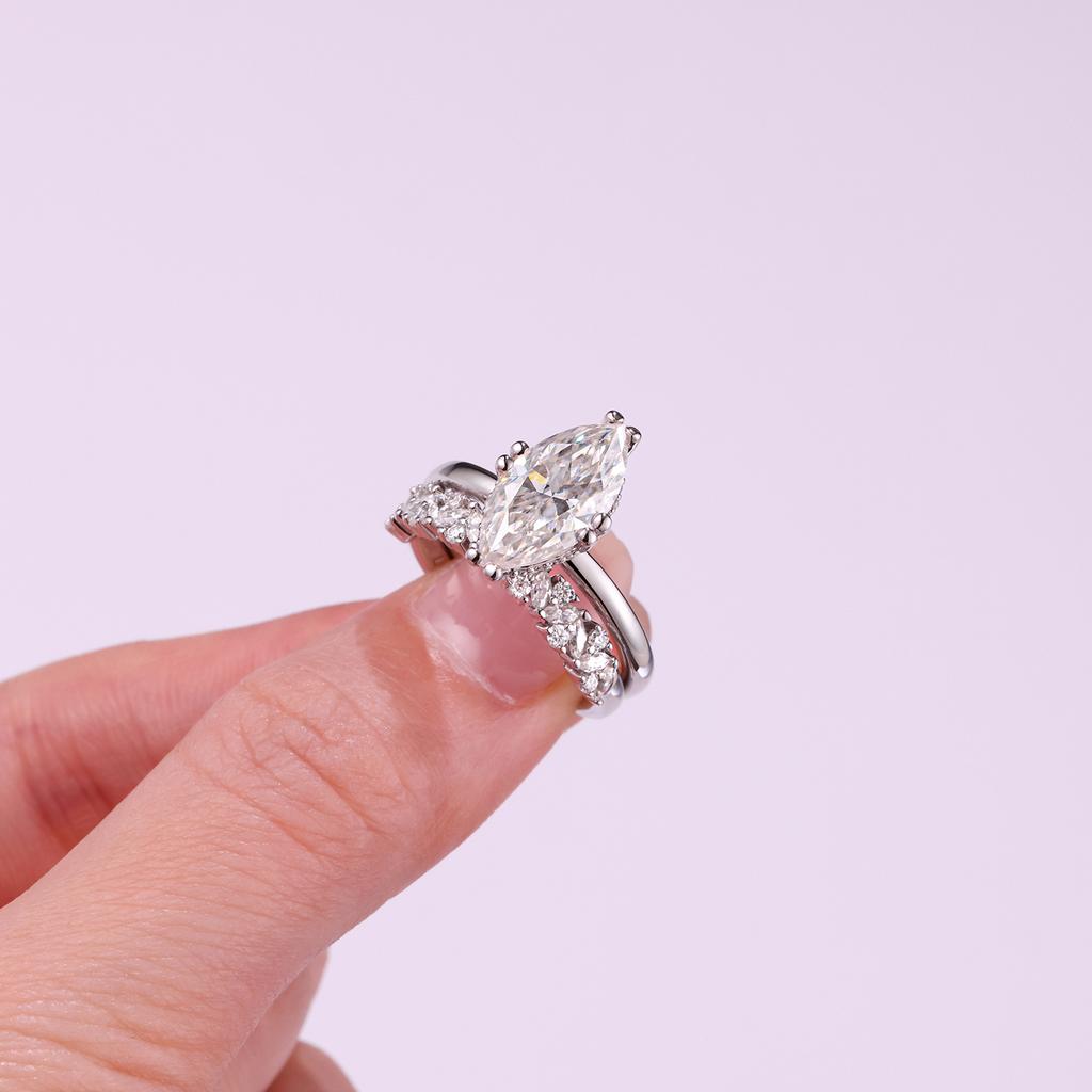 Large 3ct Marquise Moissanite Ring Sterling Silver Women Gemstone Set Rings Weddings Rings Jiuzuan Jewelry Luxury