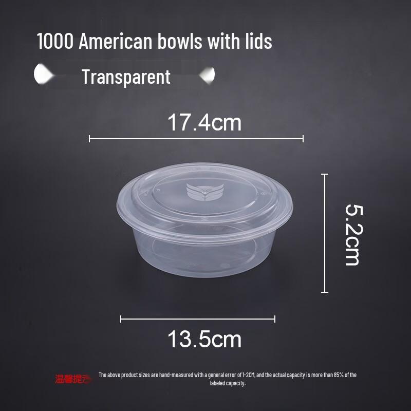 Yueyong 850ml Disposable Round Food Containers - 150 Sets