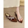 Ancient feeling two wear! Retro suede pointed toe with wedge heel sandals women's summer open toe sandals