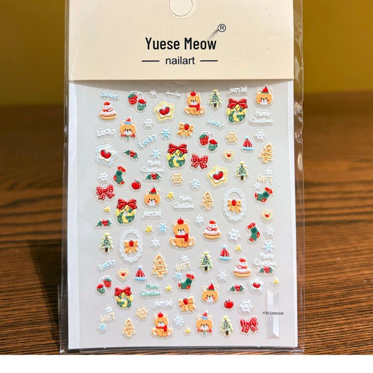 Christmas 3D Embossed Stickers: Snowflakes, Gingerbread, Christmas Tree, Snowman, Pooh, Eeyore, Iikawa Advanced Embossed Edition