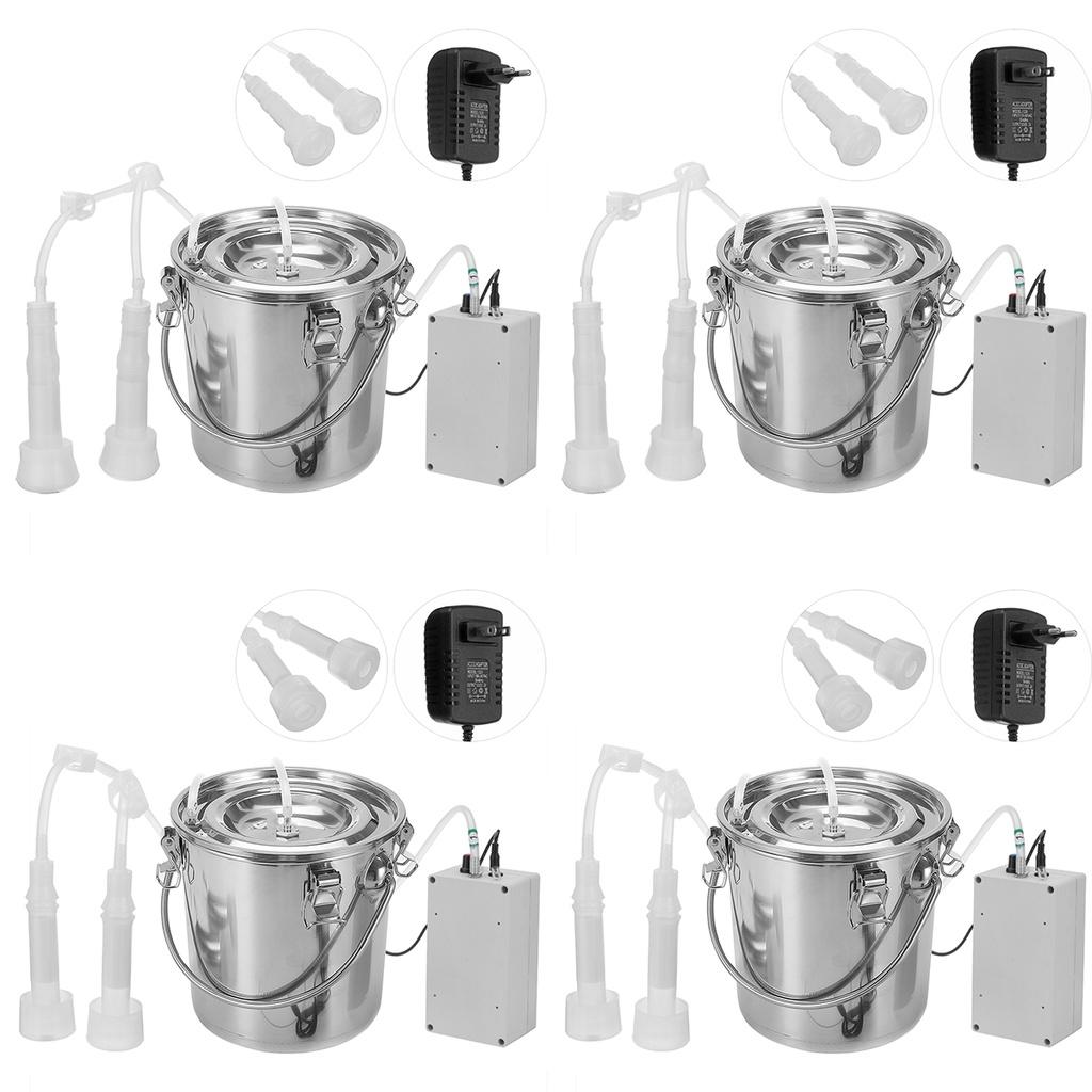5L 220/110V Stainless Steel Milker For Farm Cows Goats Vacuum Pump Bucket Pasture Cow Sheep Milker Electric Milking Machine