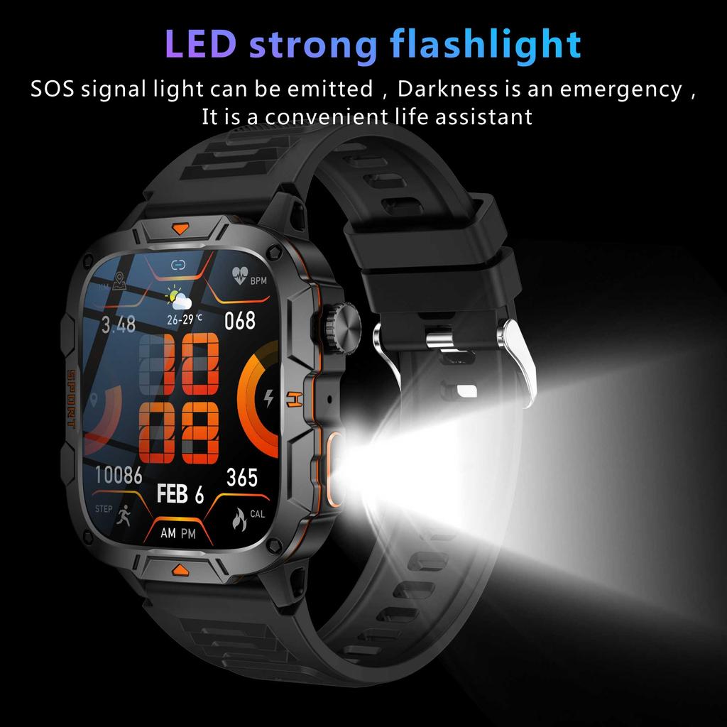 2025 New Military Grade Smart Watches Men 1.96" AMOLED 5ATM Waterproof Sports FitnessTracker BT Call Smartwatches Women For IOS