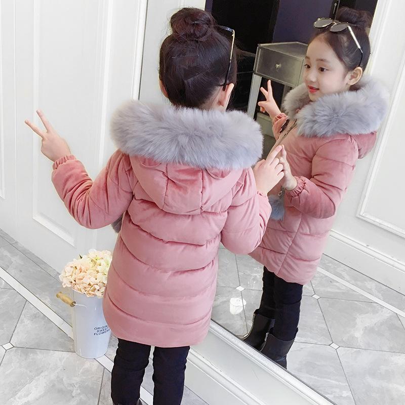 Children Girls Velvet Winter Coat Thick Woolen Hooded Outerwear Clothes Children Kids Warm Jackets Cotton Padded Parka for 3-12y