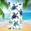Azzurro Bianco Line Art Tartaruga Marina Delfino Corallo Telo da Spiaggia Asciugatura Rapida Anti-Sabbia Asciugamano Tema Marino Piscina Viaggio