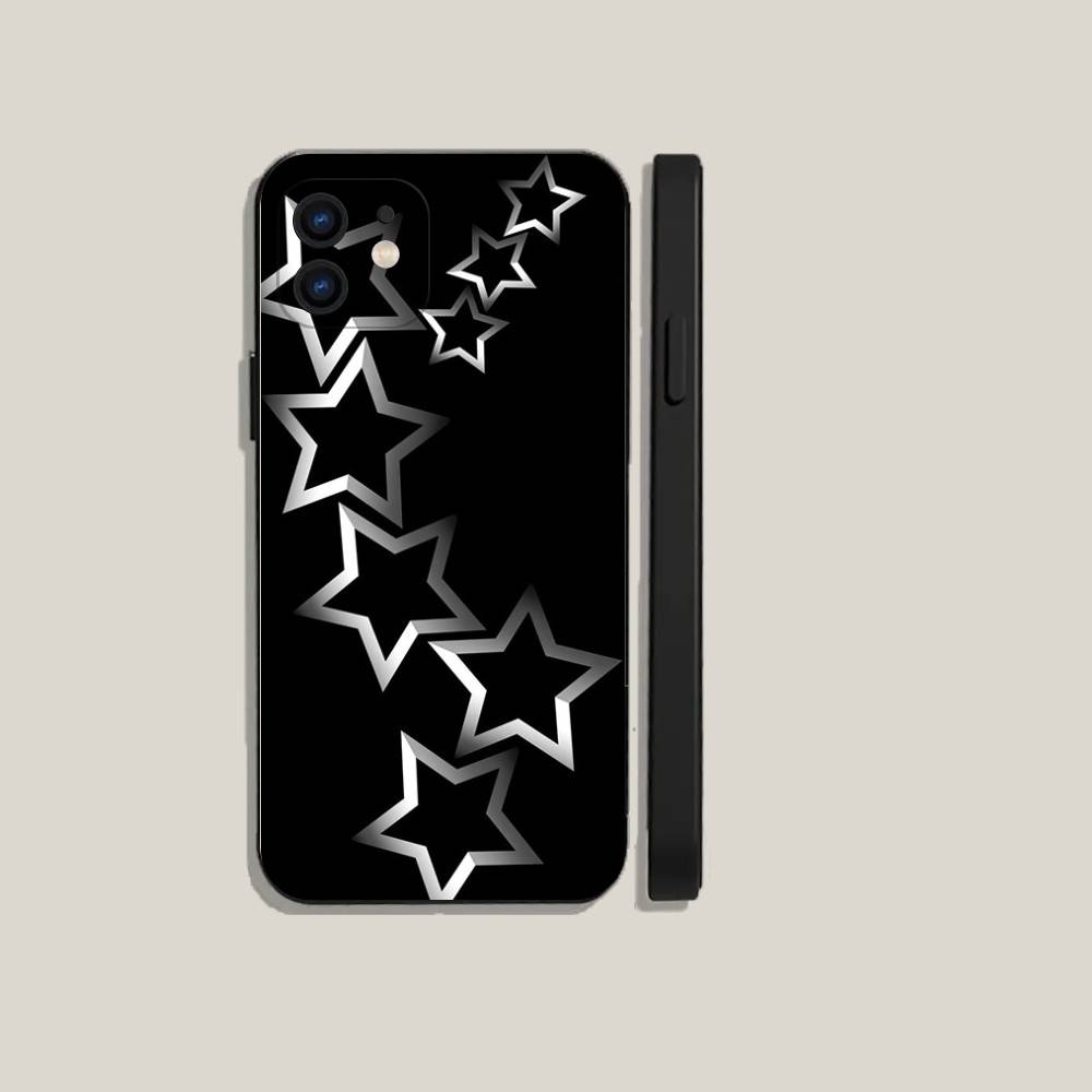 

Cute Korean Ins Y2k Star Phone Case For iPhone16,15,14,13,12,11,Plus,Pro Max,XS,X,XR,SE,Mini,8,7 Soft Silicone Black Cover iPhone16pro