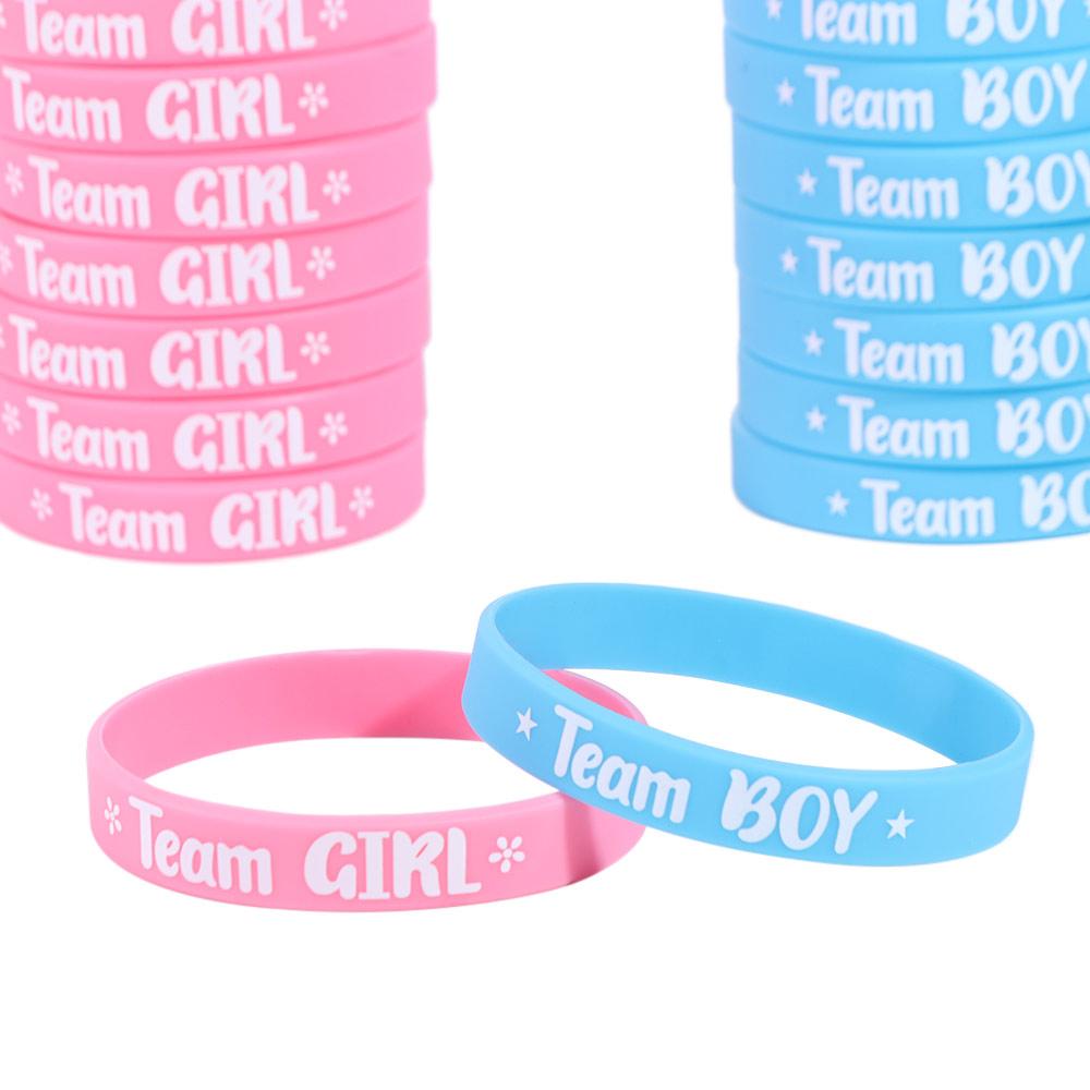 20pcs Flat Printed Team Bride Bracelet Silicone Team Boy Girl Wristband  Baby Shower Decoration