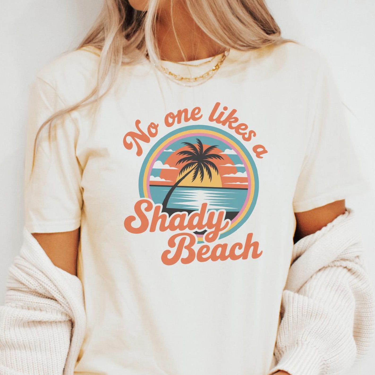 No One Likes a Shady Beach Graphic T Shirt Funny Palm Tree Sunset Ocean Summer Shirt Cool Beach Shirt for Men or 130
