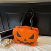 Pu Leather Halloween Tote Bag Gothic Demon Messenger Bag Funny Pumpkin Shoulder Bag  Women