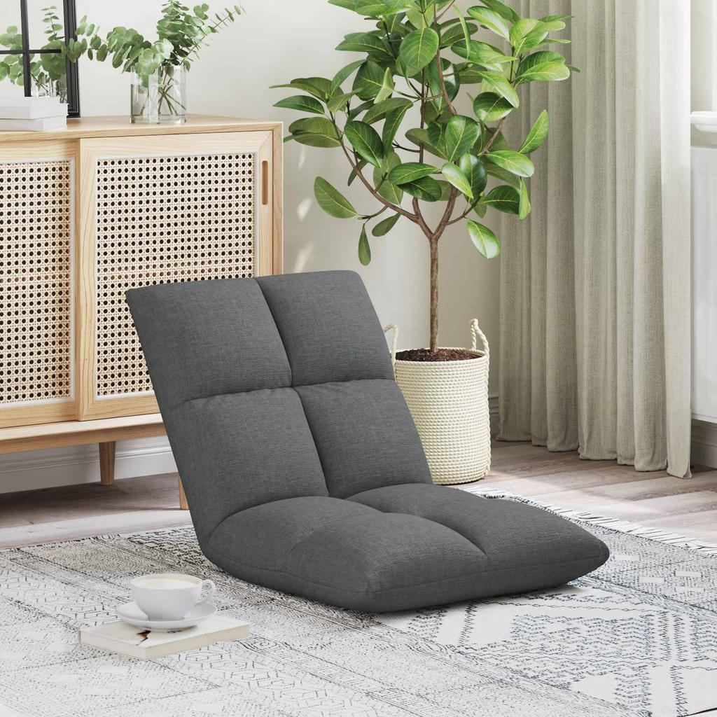 Adjustable Floor Chair Dark Grey Fabric