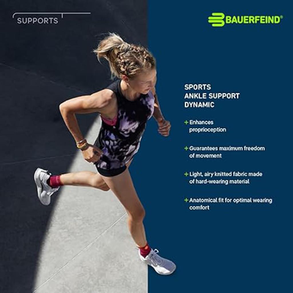 Bauerfeind SOPORTE DE TOBILLO DEPORTIVO DINÁMICO Tobillo Hecho en Compresión Tejida Médica General para Activación Muscular y Estabilización del Tobillo Soporte,