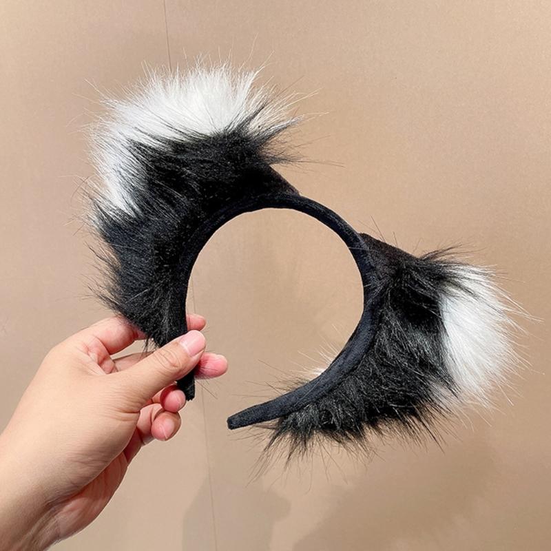 Hundeohren Wolf Handgemacht Tier Pelzig Katzen Stirnband Haarreif für Con