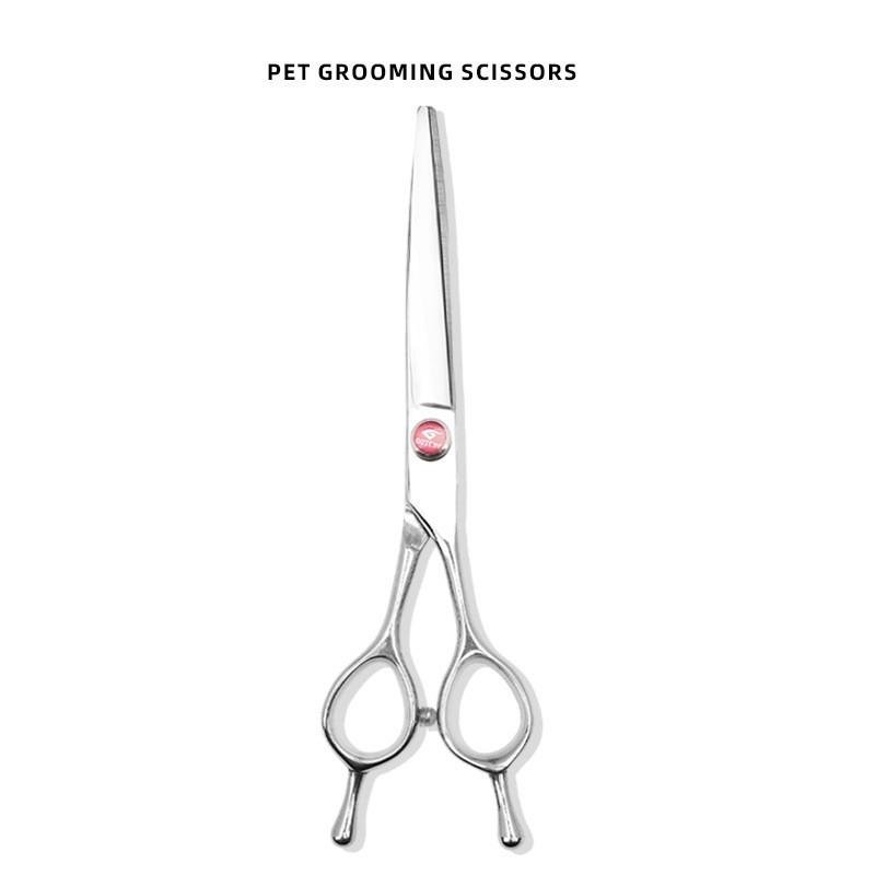 Professional Pet Grooming Scissors Set 6.5 Inch Stainless Steel Flat Curved Tooth Fishbone Fluffy Thinning Shears Dogs