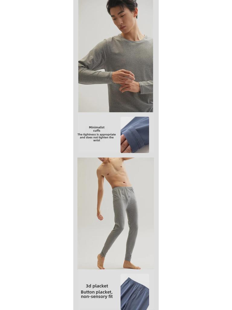 Men's Pure Cotton Autumn Thermal Underwear Set: Sweater and Trousers