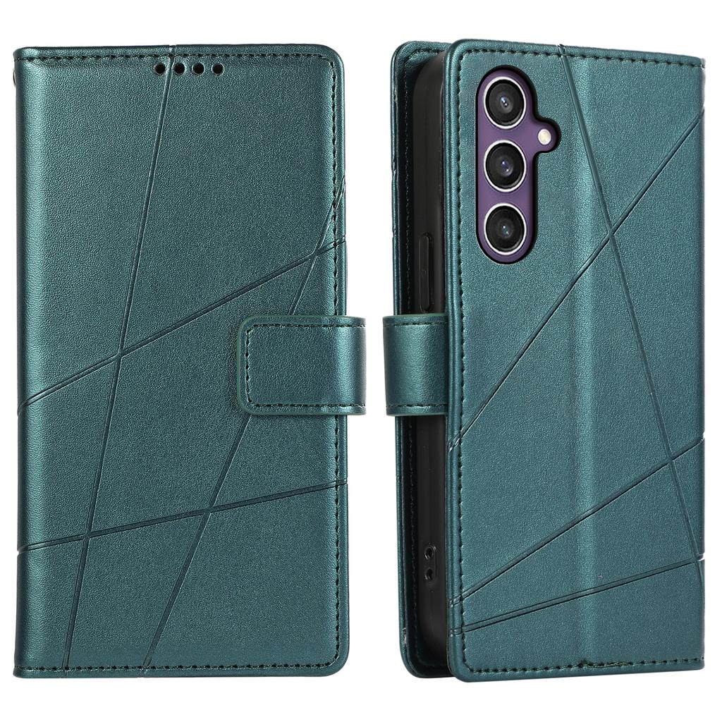 DF-06 For Samsung Galaxy S25 Phone Case Line Imprint Leather Wallet Cover