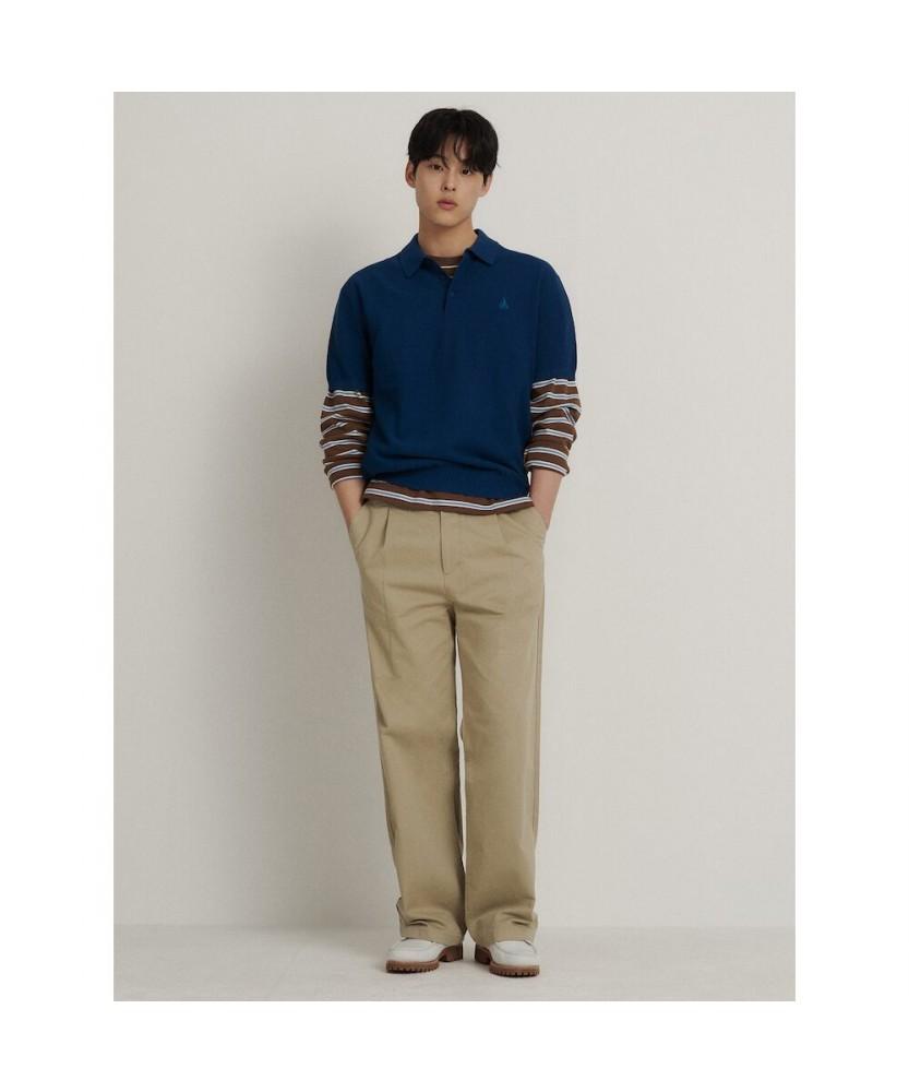 Binpolmen Cotton Silk Collared Neck Knit Blue