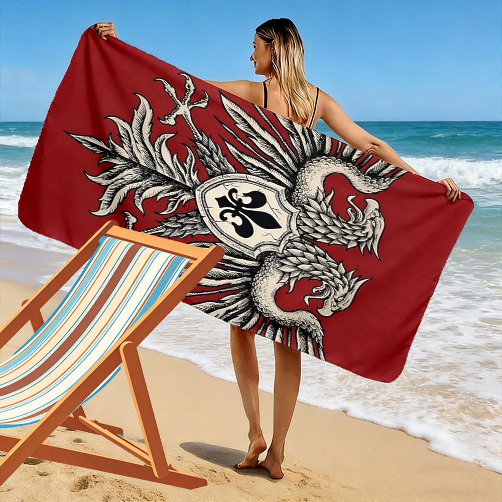 Majestic twin-headed eagle Print beach towel, quick drying, suitable for travel, outdoor sports, jogging, the beach and swimming, gift