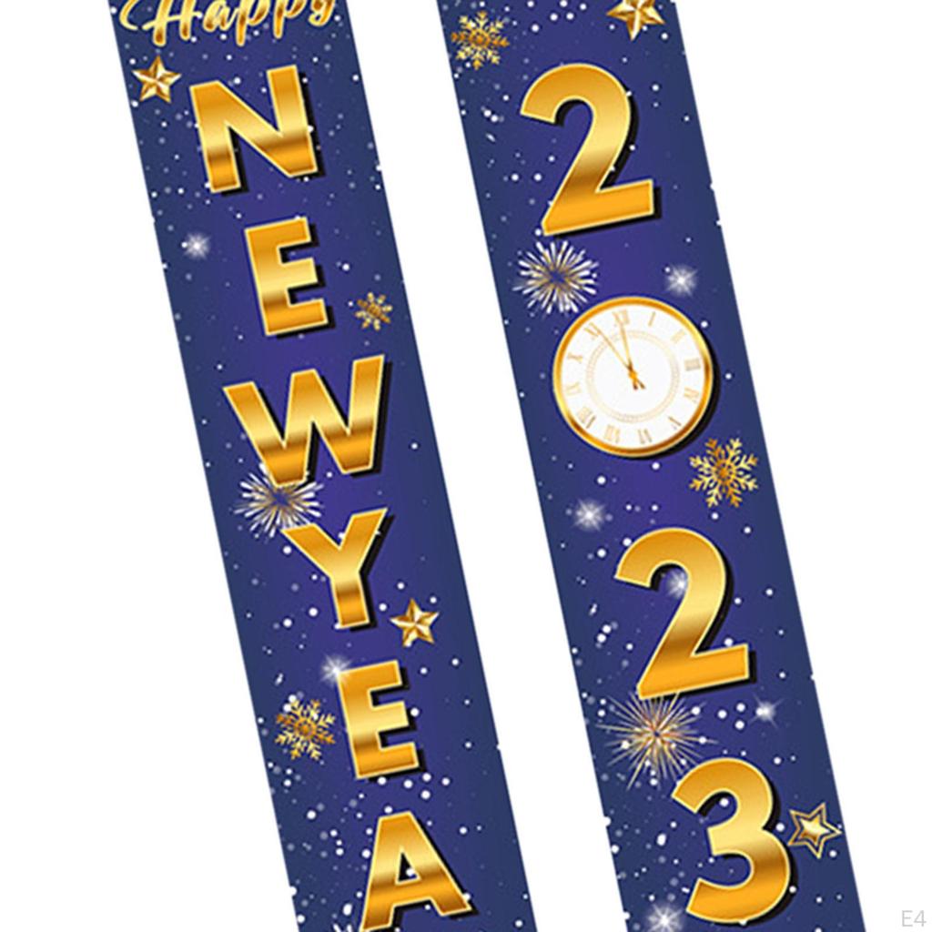 1 Pair Happy Year Porch Sign Hanging Banners Decorations Photo Props Ornament Party for