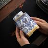 Blue and White Porcelain Tea Jar Color Ceramic Candy Jar Household Multifunctional Nuts Coffee Bean Medicinal Herb Storage Box