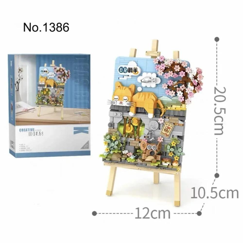 Animal Building Blocks Creative Cute Kitten 3D Painting Ornaments Children's Assembly Toys Boys Girls Gifts
