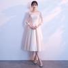 Simple and Generous Champagne Long Sleeves Long Thin Large Size Fat Mm Temperament Banquet Bridesmaid Evening Dress Dress Women