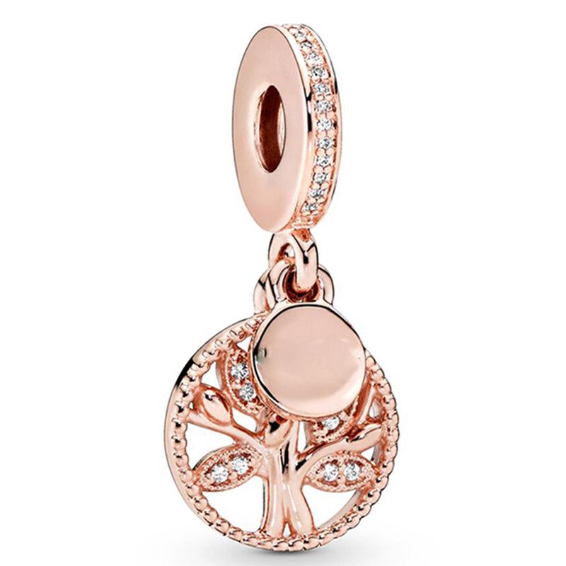 Rose Gold Large Hole Loose Beads Pendant For DIY Pulsera Necklace Accessories Women Fine Jewelry Gifts