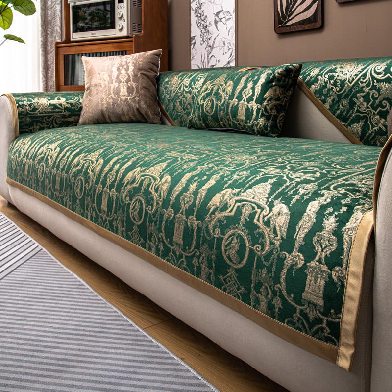 

Этнический стиль Бронзовый бархатный чехол для дивана Водоотталкивающий чехол для сиденья дивана Четыре сезона для гостиной Противоскользящее полотенце для дивана 70x180cm кофейный
