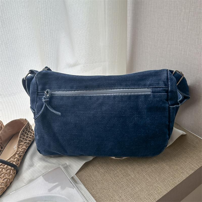 Denim Crossbody Bag Multi Pocket Shoulder Handbag with Adjustable Strap