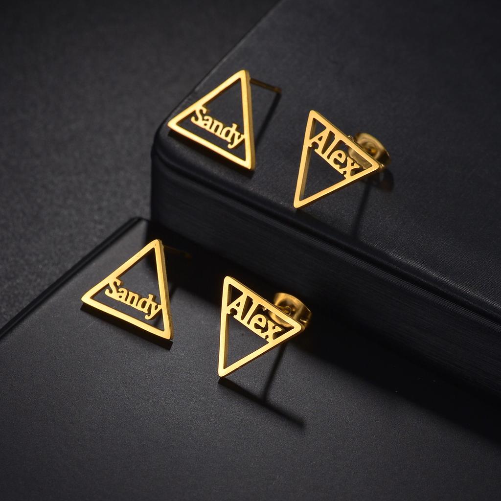 Atoztide Custom Name Stud Earring for Women Frosted Heart Star Stainless Steel Jewelry Trend 2025 Personalized Mother's Day Gift