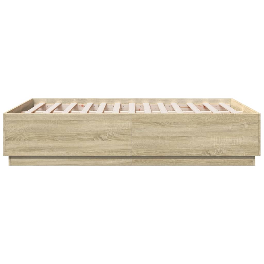 Vidaxl Bed Frame, Sonoma Oak, 120X190 Cm, Wood-Based Material