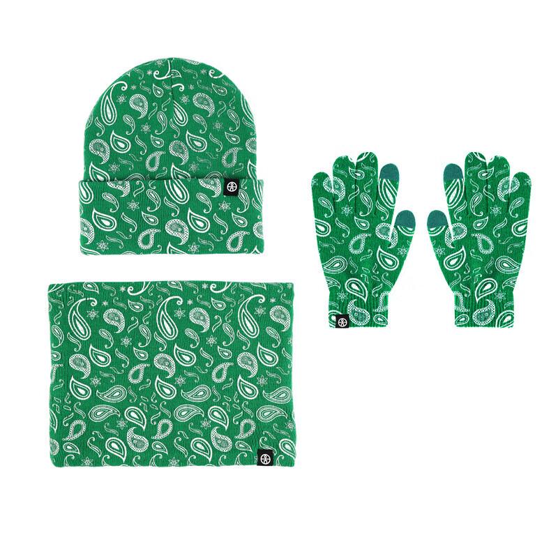 

Paisley Knit Hat, Scarf & Gloves Set One Size