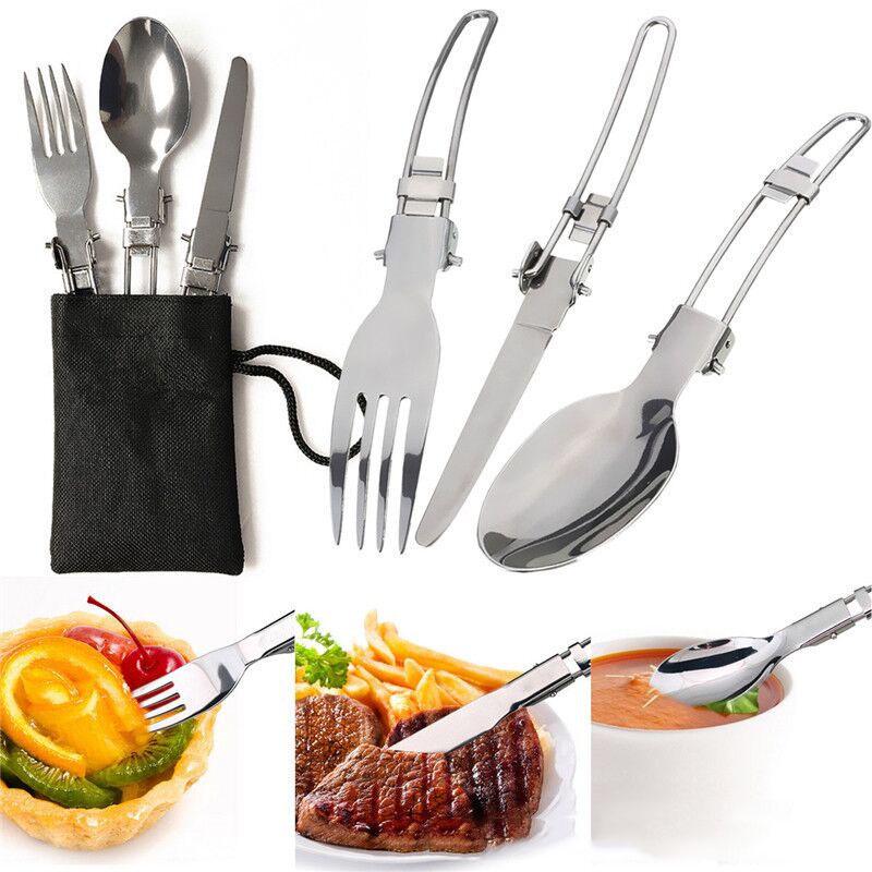 

Outdoor Tableware 304 Stainless Steel 3-Piece Set: Knife, Fork, Spoon for Camping & BBQ