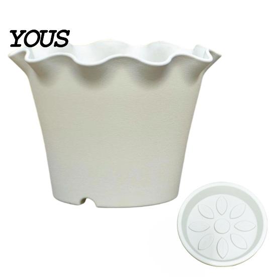 Modern Matte Planters for Office Large Flower Pots with Drainage Holes And Tray Saucers, Ruffled Edge Planter Leakage Proof Balcony Indoor Outdoor
