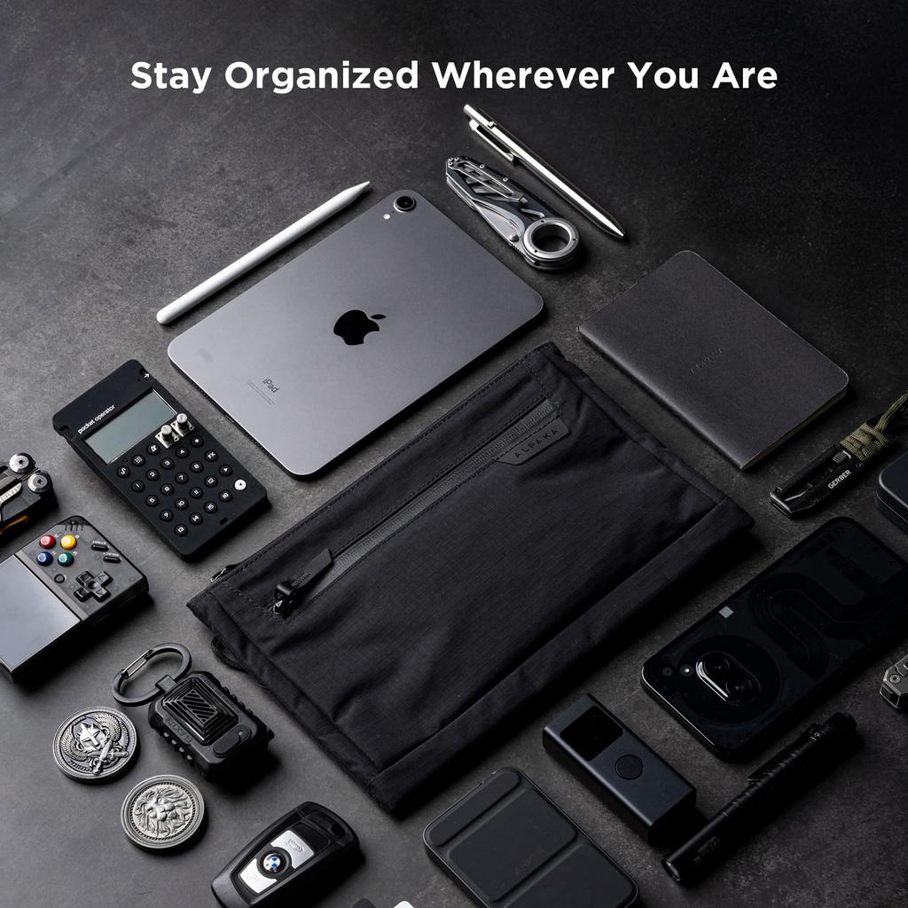 ALPAKA Zip Pouch Pro Minimalist Zipper Wallet Black ID Card Holder Wallet with Zipper Slot - - Men's Multi-Tool