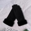 Women Winter Gloves Faux Suede Texting Full Finger Elastic Cuff Touchscreen Thermal