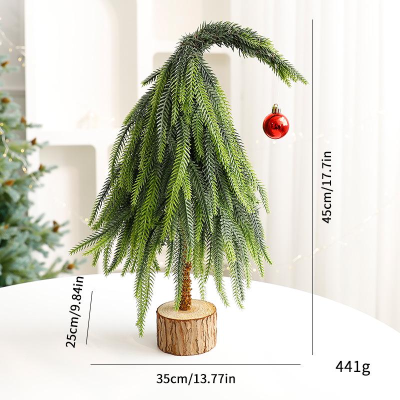 2026 Cross-border Handmade Small Christmas Tree Ornaments Christmas Scene Red Berries Plastic Pot Copper Finish