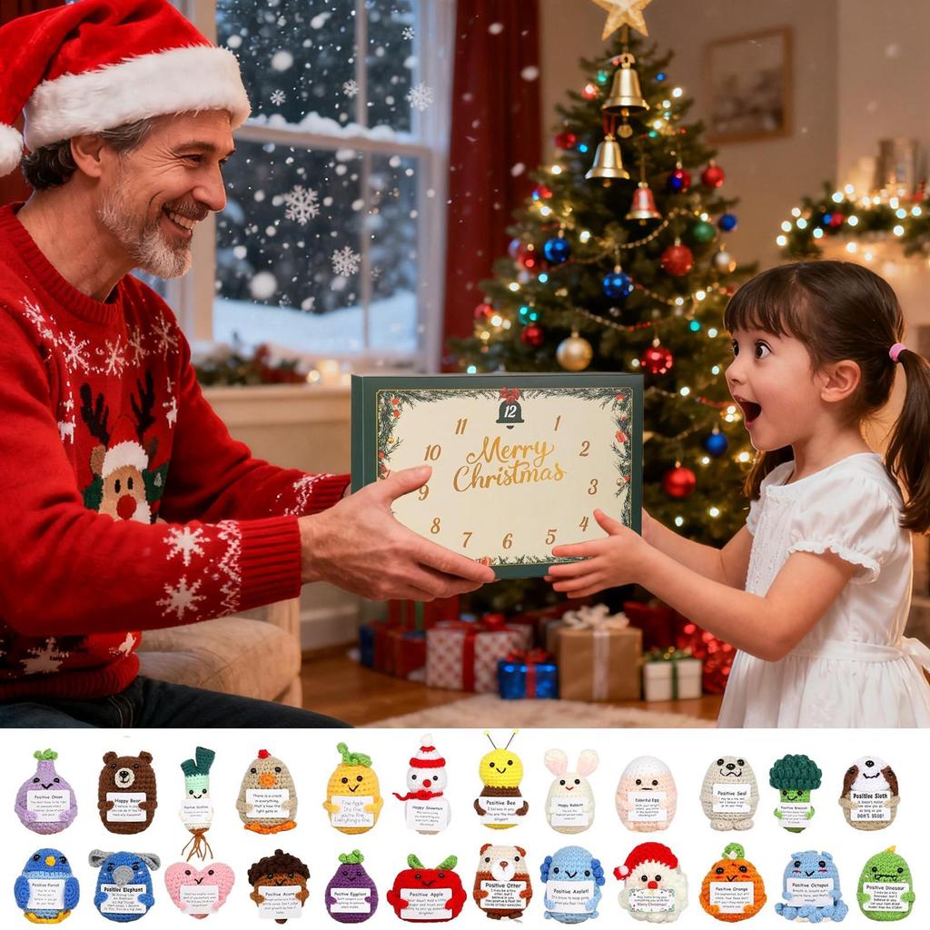 Christmas Countdown Cute 2D Acrylic Pendant Ornament 24 Days Handmade Positive Animals for Adults Kids Teens Women Holiday